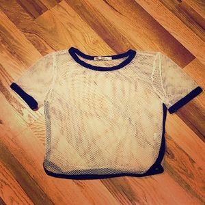White mesh crop top